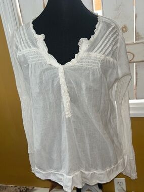 DKNY Jeans Sheer White Blouse